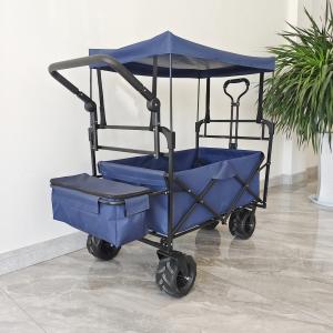 Collapsible Camping Cart Beach Trolley Cart With Roof Dollies Folding Wagon