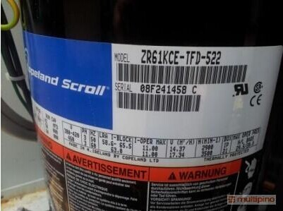 Black Compressor Copeland Zr61kce - Tfd - 522 / Scroll Air Compressor with 5HP