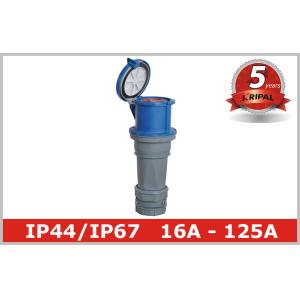 Blue IP44 Industrial Power Socket Pin And Sleeve Electrical Connectors