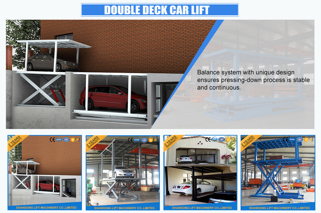 Underground Scissor Double Car Parking System Hydraulic Car Lift for 2 Cars