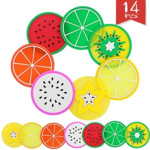 CM-009 Fruit Slice Silicone HEATER Coaster,Colorful Non-Slip Table Cover Pad Cup