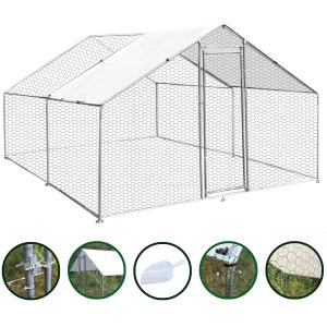 Large Walk In Chicken Cage Run Chicken Coop Run House Shade Cage 4x3m with Roof