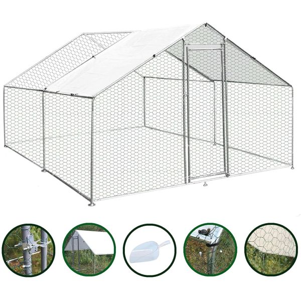 Large Walk In Chicken Cage Run Chicken Coop Run House Shade Cage 4x3m with Roof