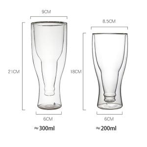 300ml Modeling Double Beer Borosilicate Glass Cup