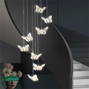 Modern Simple Acrylic Transparent Butterfly Pendant Lamp Minimalist Multihead