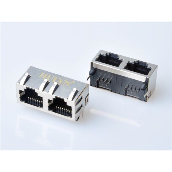 HULYN Very low profile, Shielded RJ45 Modular Jack, Through Hole Type, 1x2,with