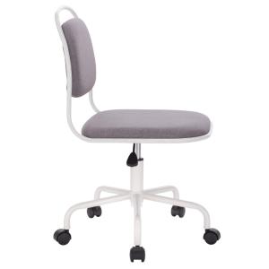 High Back Computer Home Office Swivel Chair With Grey Linen Seat White Swivel