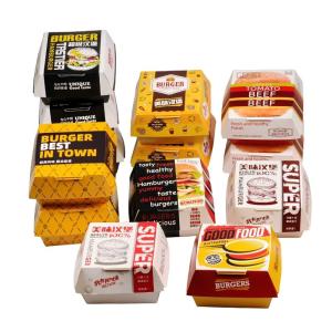 Biodegradable Burger Hamburger French Fries Boxes Package Customized Shape