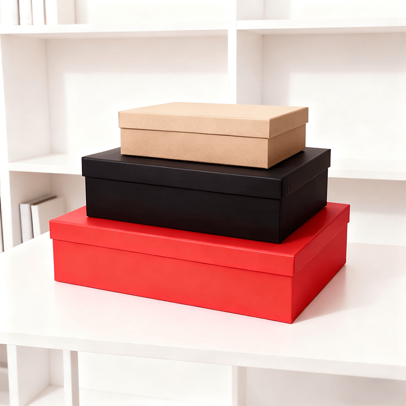 Cheap Custom Luxury Orange Lid Base Flat Pack Gift Boxes Set With Paper Bag Features Matt Lamination Embossing Gold Foil Printing for sale