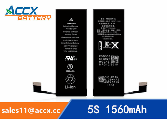 China ACCX brand new high quality li-polymer internal mobile phone battery for IPhone 5S with high capacity of 1560mAh 3.8V on sale