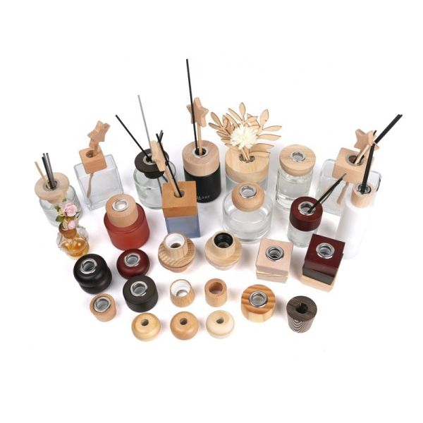 Quality Non Spill Wooden Reed Diffuser Cap Perfume Lid Perfume Wooden Caps Mason Jar  Caps wholesale