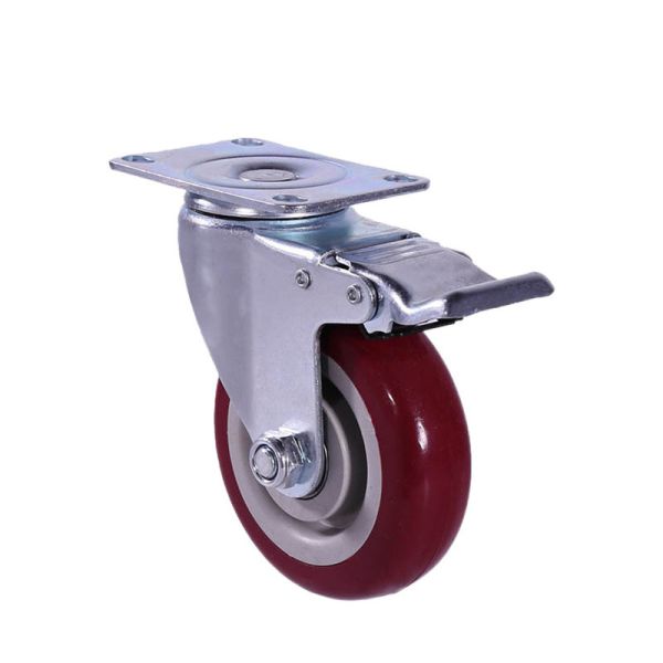 Quality 3 Inch 4 Inch 5 Inch Red PVC Caster Wheels With Thickness 32mm wholesale