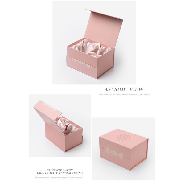 Pink Paper Gift Boxes With Magnetic Catch / Jewelry Cardboard Box