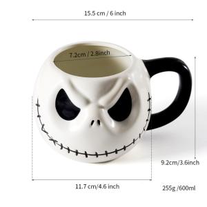 Halloween Skull Cup With Handle Lidless Ceramic Cup Funny Water Mocha Cup 600ML