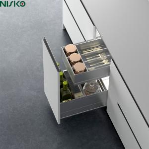Pull Out Cutlery Drawer Divider Baskets Adjustable Bottle Spice Racks with Light
