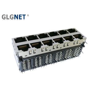 Magnetic RJ45 Connector 2 x 6 Ports with Yellow Green LEDs Through Hole Mounting