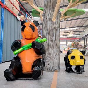 Decoration Animatronic Customized Simulated Panda Model Orange Color