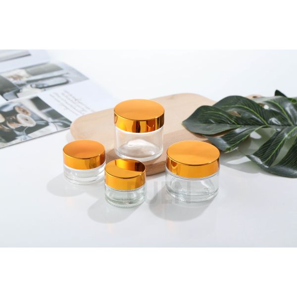 Quality 5g Empty Clear Glass Cosmetic Jars Electroplating For Eye Cream Packaging wholesale