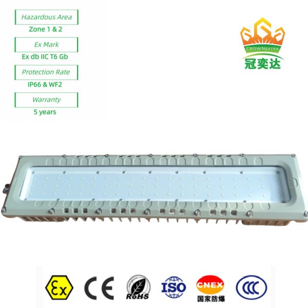 Exproof linear light ATEX IEC IP66 WF2 rated with industrial aluminum LED Marine