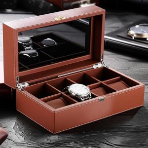 Scratch Resistant Black Leather Watch Box Open Window Design For Single Watch