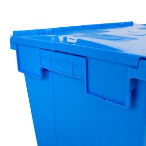 Turnover Stackable Plastic Crate with Lid Attached Tote Container