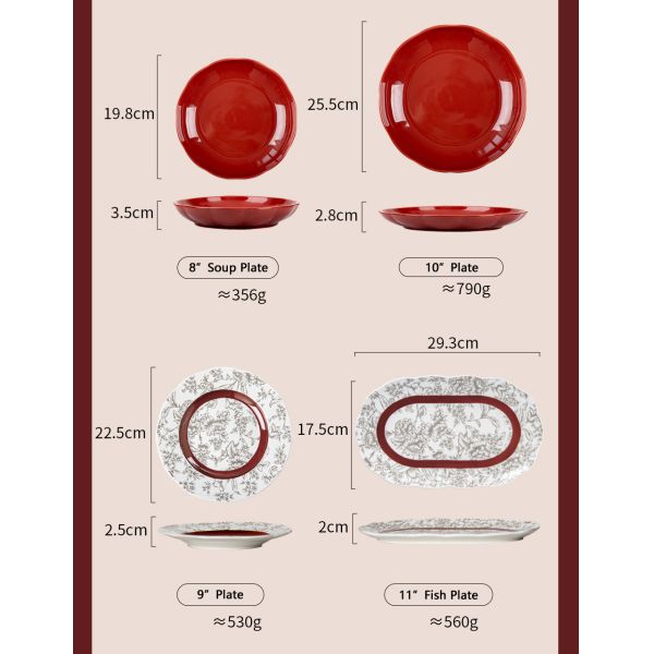 Ceramic Dinnerware Sets Traditional Chinese Year Decorations Spring Festival Gift Set