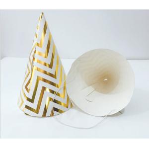 Recycled Festival Party Decorations Gold Foil Paper Cone Hats Custom Size