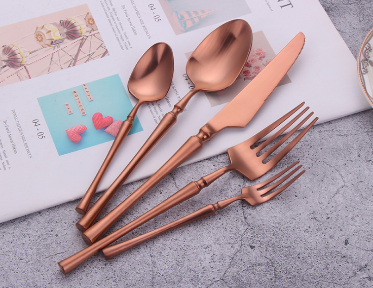 Rose Gold Stainless Steel Matte Cutlery/Hotel Tableware/Dinnerware/Flatware Set