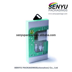 Custom Design USB Date Cable/Electronics Packaging Box with Clear PVC Window