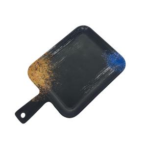 9.5 Inch Retangular black melamine plates With Unbreakable Handle