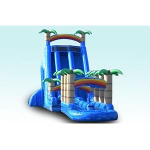 Light Blue 27FT Tropical Rush Inflatable Water Slides For Outdoor Plarground