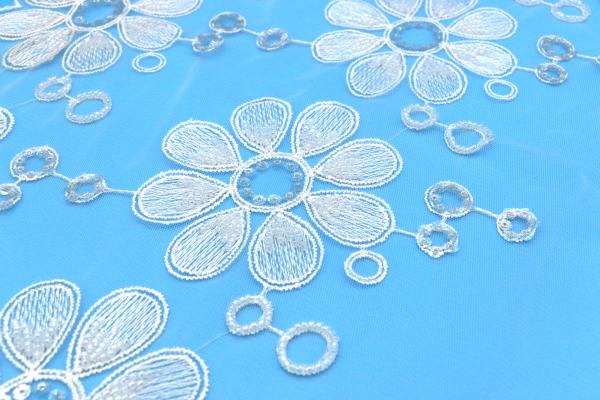 Quality Sequins Mesh Embroidery Milk Silk Lace Trim Customized New Design wholesale
