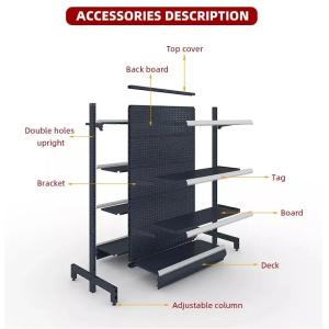 Factory Custom Size Color black rack shelf supermarket gondola double shelf