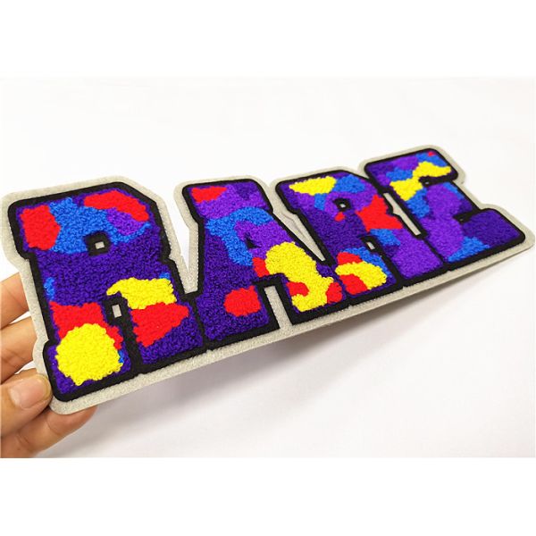 Quality Varsity Jacket Chenille Letterman Patches Camouflage Design Die Cut Border wholesale