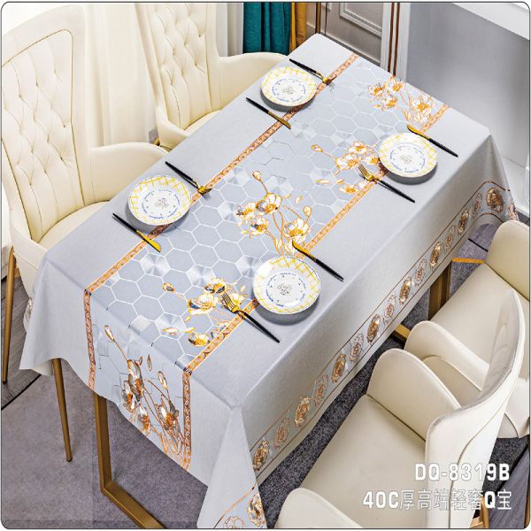 Printing Pattern Waterproof PVC Polyester Tablecloth Cover Roll for Rectangular
