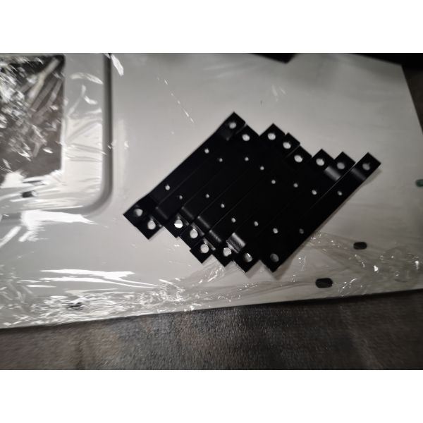 Quality Custom Black Powder-Coated Stamped Mounting Brackets | Multi-Hole Sheet Metal Support Plates | Precision Bending Steel Fixing Parts for Industrial and Electrical Assemblies wholesale