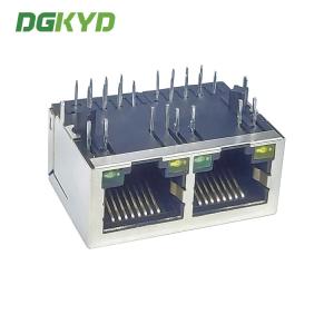DGKYD112B002AA1A1D Rj45 1X2 8P8C 100M Integrated Filter Connector Yellow Green