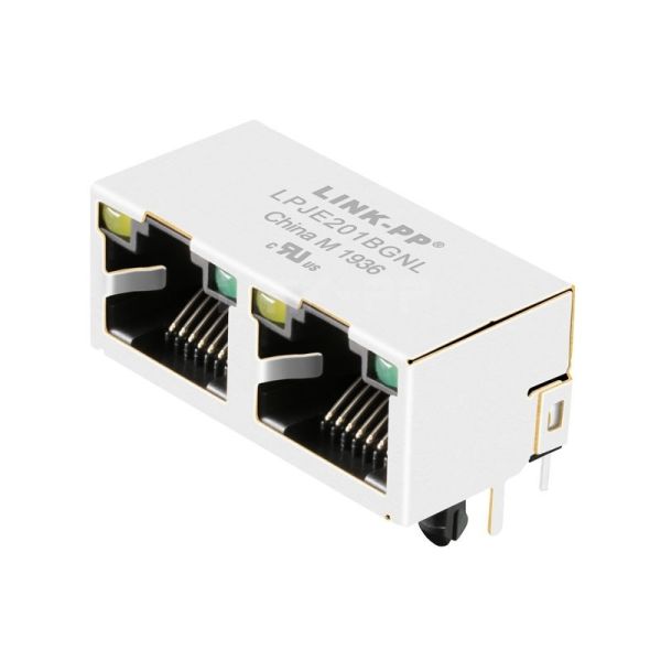 Quality LPJE201BGNL Tab Down Yellow/Green LED 1X2 Port RJ45 Magnetic Jack without Integrated Magnetics wholesale