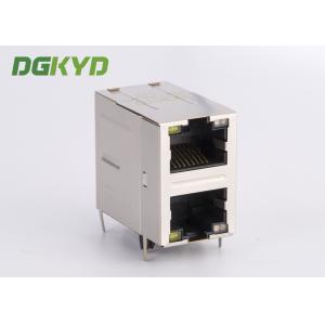 Gigabit ethernet stack dual port RJ45 connector with transformer for industial