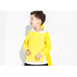 China Yellow Fake Two Pieces Boys Fall Sweaters , Cute Little Boy Clothes With Hood on sale
