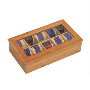 customized wooden tea storage box with acrylic lid