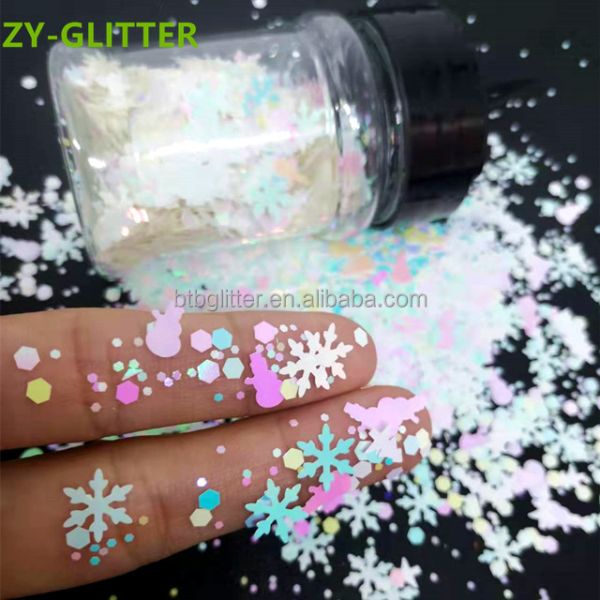 Square Heart Star Moon Flowers Leaves Crafted Glass Silk Holiday Nails High Christmas Glitter Mix for Excellent Effect