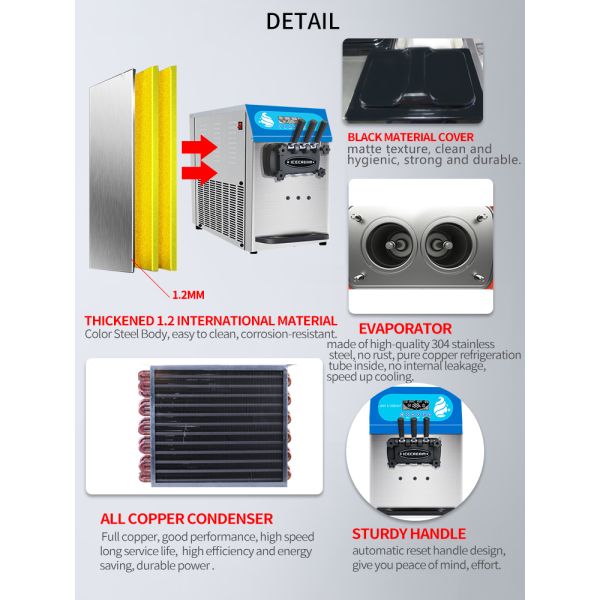 Commercial Soft Ice Cream Machine Three Flavors Ice Cream BT-36ETB