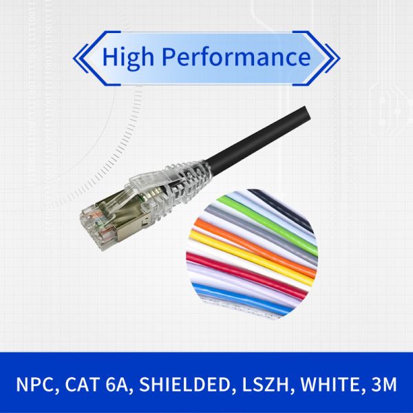 NPC6ASZDB Shielded Cat6E Patch Cable - High-Speed 10Gbps Ethernet Cord with RJ45