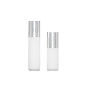 China Acrylic Airless Pump Bottle 30ml 50ml Silver Essence Cosmetic Packaging on sale