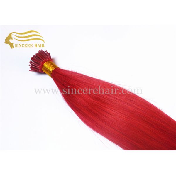 Quality Hot Selling Straight Hair Extensions - 18" Red Pre Bonded I Tip Hair Extensions 0.75 Gram Each Strand For Sale wholesale