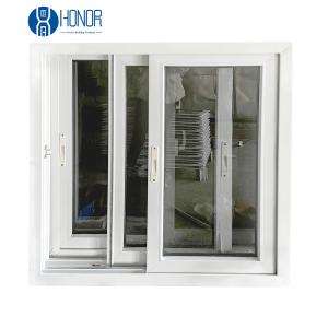 Customized Size PVC Slide Window UPVC Double Glazed 3*3/4*4 Sizes With Grill