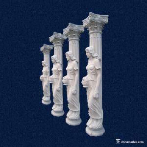 China European Style White Marble Stone Porch Columns , Decorative Stone Pillars on sale