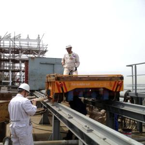 China 20T Shipyard Rail Motorized Transfer Trolley For Industrial Product Handling on sale