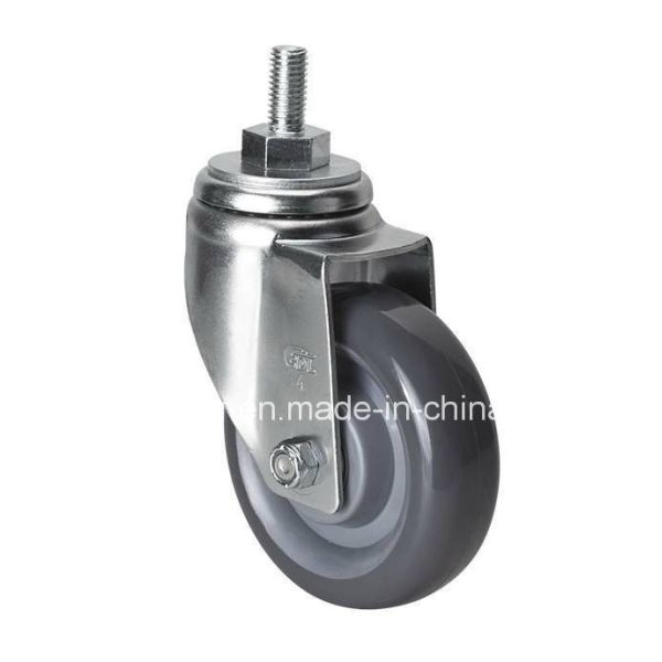 Quality Edl Medium 4" 150kg Zinc Plated Threaded Swivel PU Caster 5034-76 for Material Handling wholesale